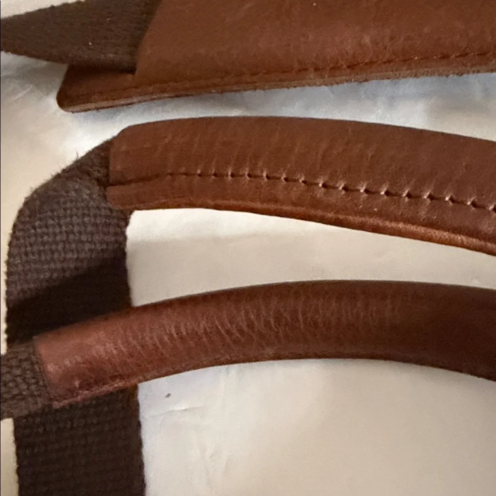 Duluth Trading Co Olive Canvas Laptop Bag with Brown Leather Trim